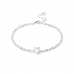 Rhodium-plated metal with white zircon.