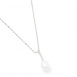 Rhodium-plated metal with freshwater cultured pearl.
