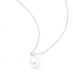 Rhodium-plated metal with freshwater cultured pearl.