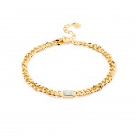 Gold-plated metal with white zircon.