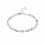 Rhodium-plated metal with white zircon.