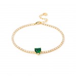 Gold-plated metal with green zircon.