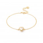 Gold-plated metal with white zircon.