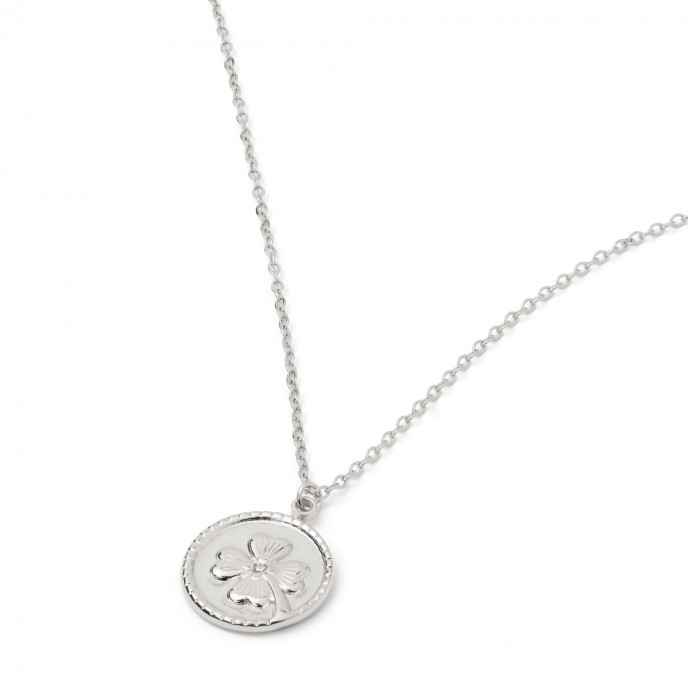 STEEL NECKLACE WITH CLOVER