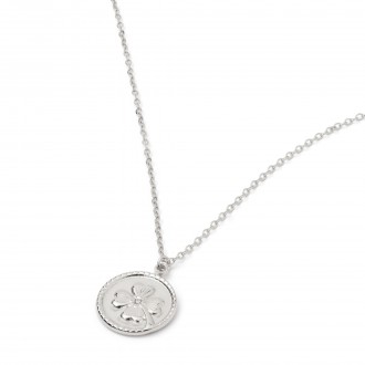 STEEL NECKLACE WITH CLOVER