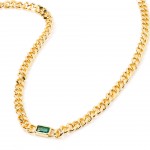 Gold-plated metal with green zircon.