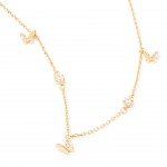 Gold-plated metal with white zircon.