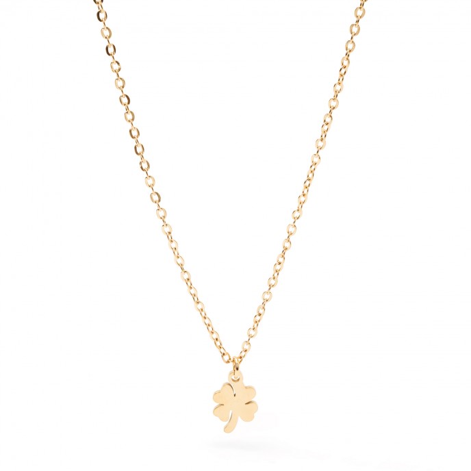 STEEL NECKLACE WITH CLOVER