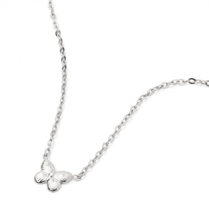 STEEL NECKLACE WITH BUTTERFLY