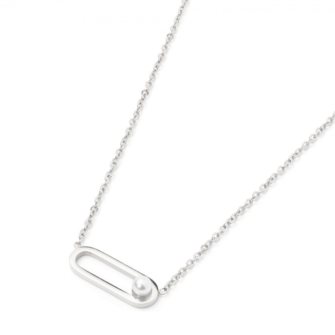 COLLAR DE ACERO CON PERLA