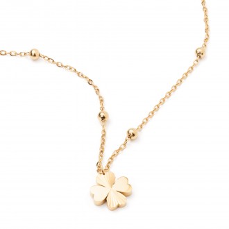 STEEL NECKLACE WITH CLOVER