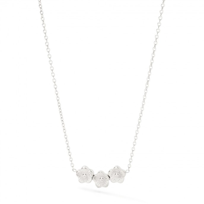 STEEL NECKLACE WITH FLOWERS