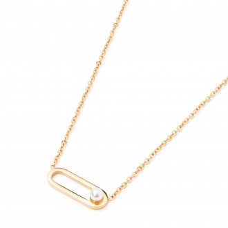 STEEL NECKLACE WITH PEARL