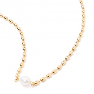 STEEL NECKLACE WITH PEARL