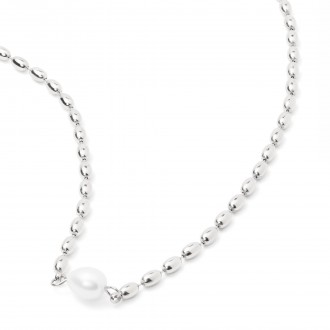 STEEL NECKLACE WITH PEARL