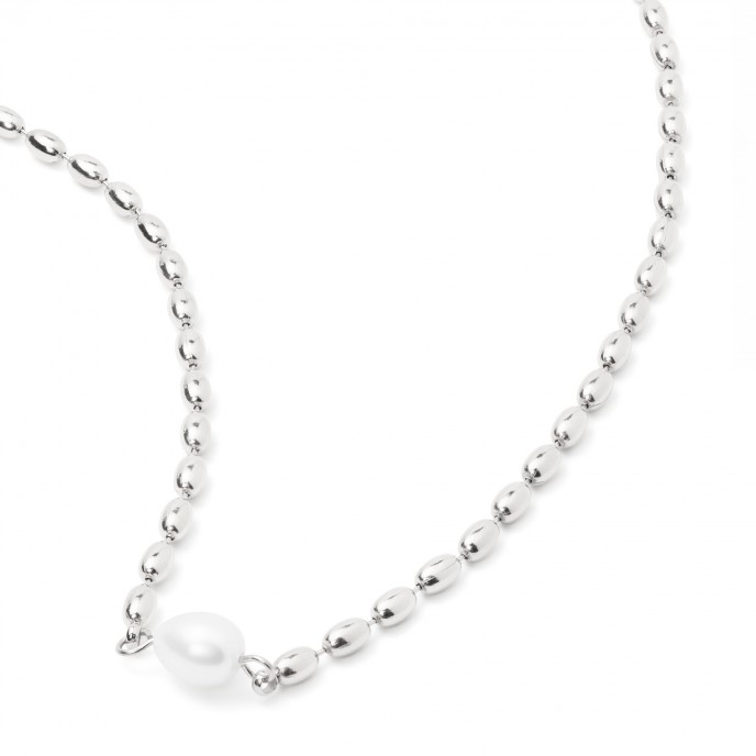 COLLAR DE ACERO CON PERLA