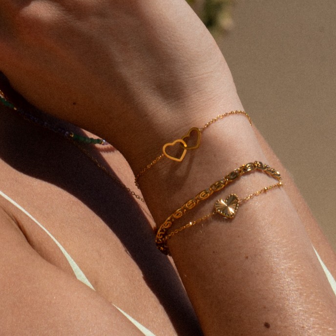 PULSEIRA AÇO CORAÇÕES PULSEIRA AÇO CORAÇÕES