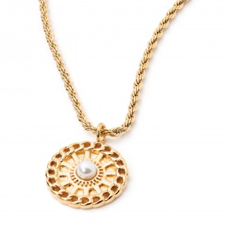 STEEL NECKLACE WITH PEARL
