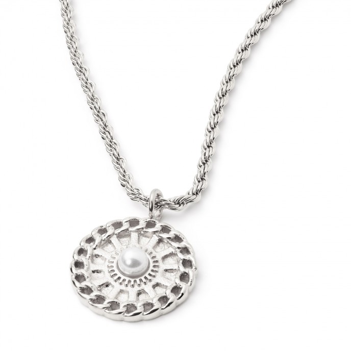 STEEL NECKLACE WITH PEARL