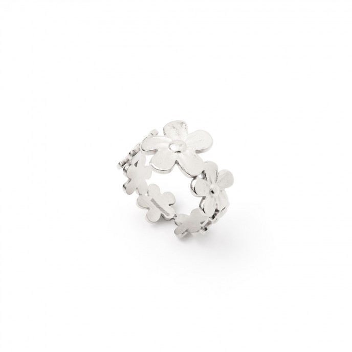 STEEL RING WITH FLOWERS