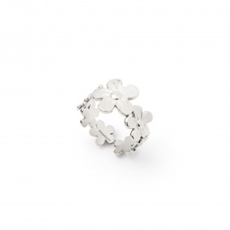 STEEL RING WITH FLOWERS